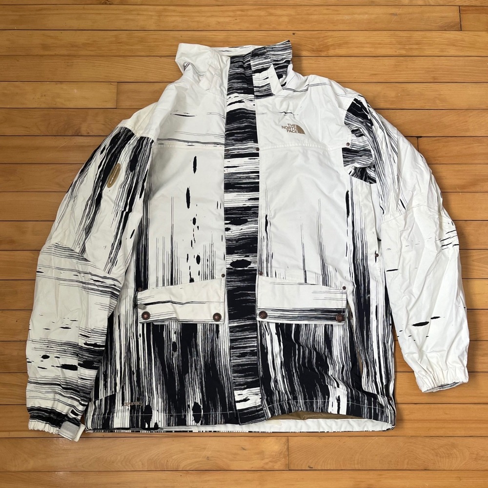 The North Face Cryptic Ski Jacket Mens Large White Black Brushstroke Graphic